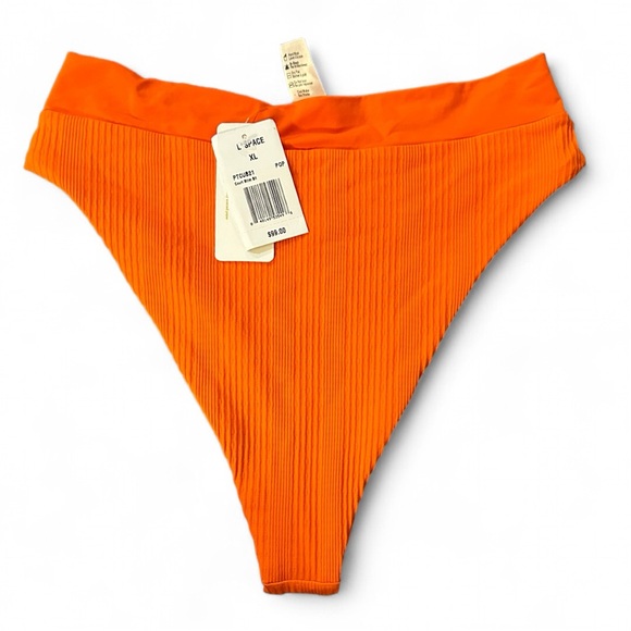 L*Space Pointelle Rib Court Bitsy Bikini Bottom in Poppy Orange - Picture 11 of 11